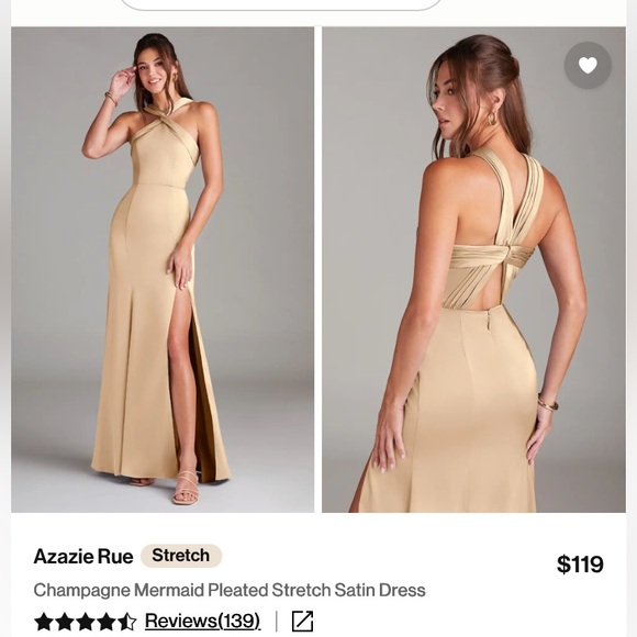 Azazie Dresses & Skirts - Azazie size A0 champagne maxi dress